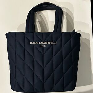 karl lagerfeld navy quilted tote bag NWT